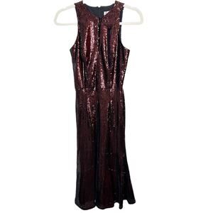 Dress the Population DTP NWT Siena in Port Brown Sequin Formal Midi Dress Gown